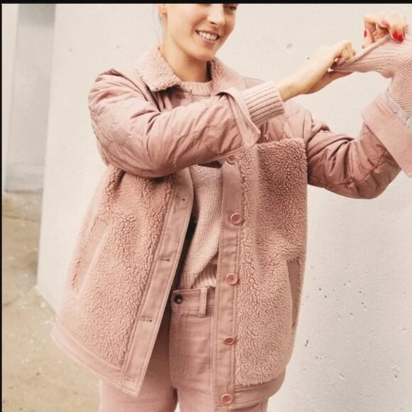 Madewell Mauve Quilted Sherpa Jacket - Picture 1 of 6